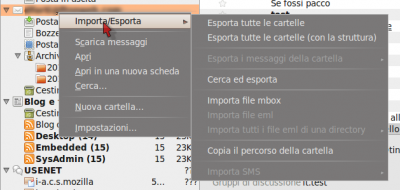 ImportExportTools - importare ed esportare email su Mozilla Thunderbird.